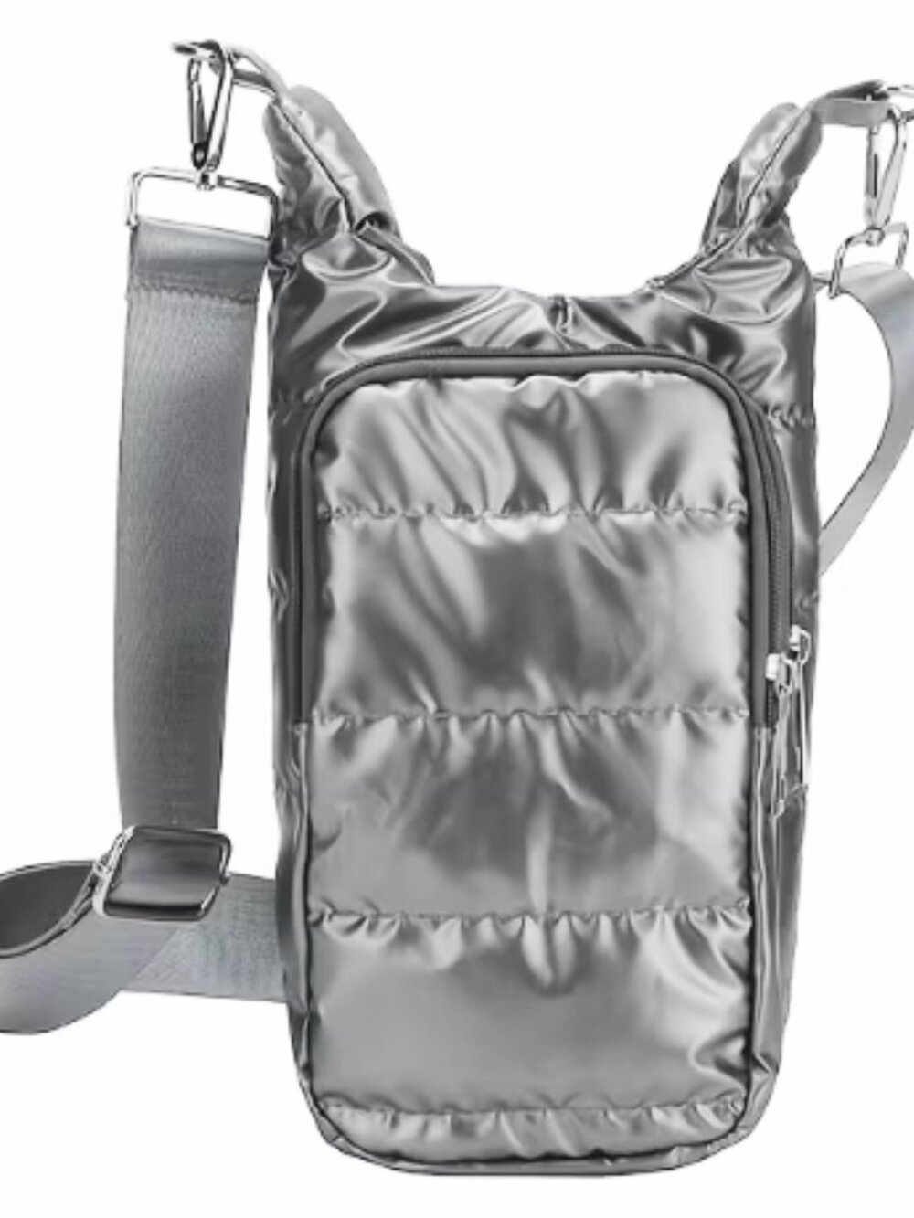 Grey Shimmer Zipper Closure Bottle / Phone Carrier Bag
